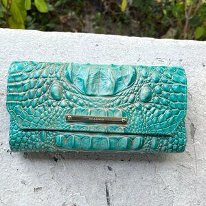 BRAHMIN Melbourne Ady Checkbook Ombre Turquoise Continental Wallet